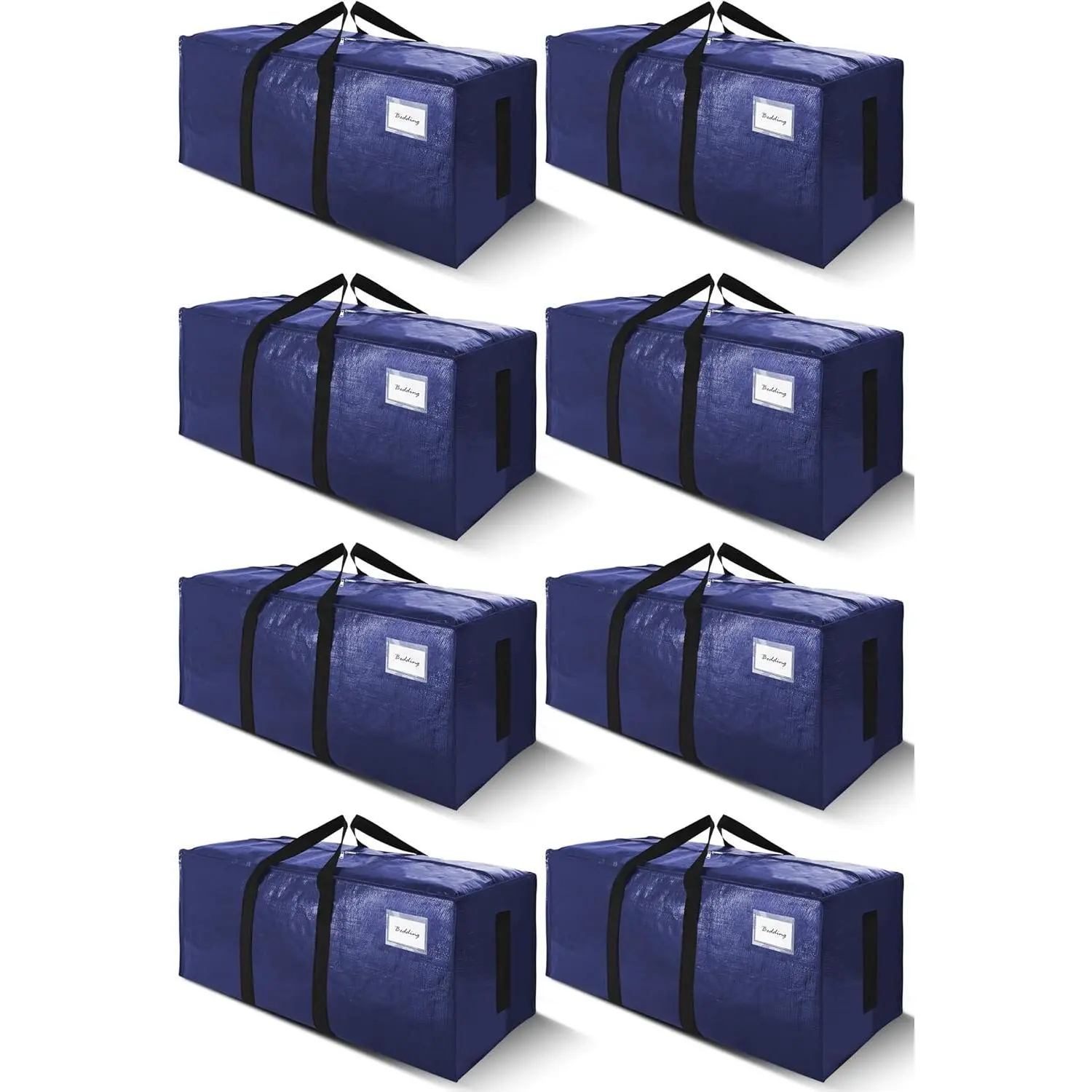8 Pack 200LB Heavy-Duty Moving Bags with Wrap-Around Handles, Extra Large Storage Totes for Space Saving, Clothes Storage Bags, College Dorm Essentials, Blue, 24 Gal