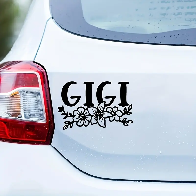 Gigi Car Stickers Fun Decals for Kids Adults, Joyful Logo Vinyl Decals for Laptop Bumper Water Bottle, Trendy Fashionable Car Accessories, Automotive Decals