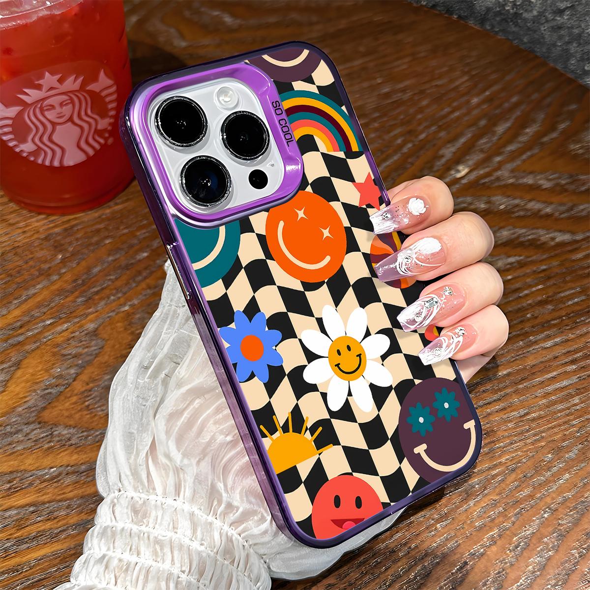 Creative Checkered Pattern Shockproof Phone Case for iPhone 7 8 X XR 11 12 13 14 15 16 17 Pro Max Plus Air 17E Protecitved Cover Affordable Trendy Unique