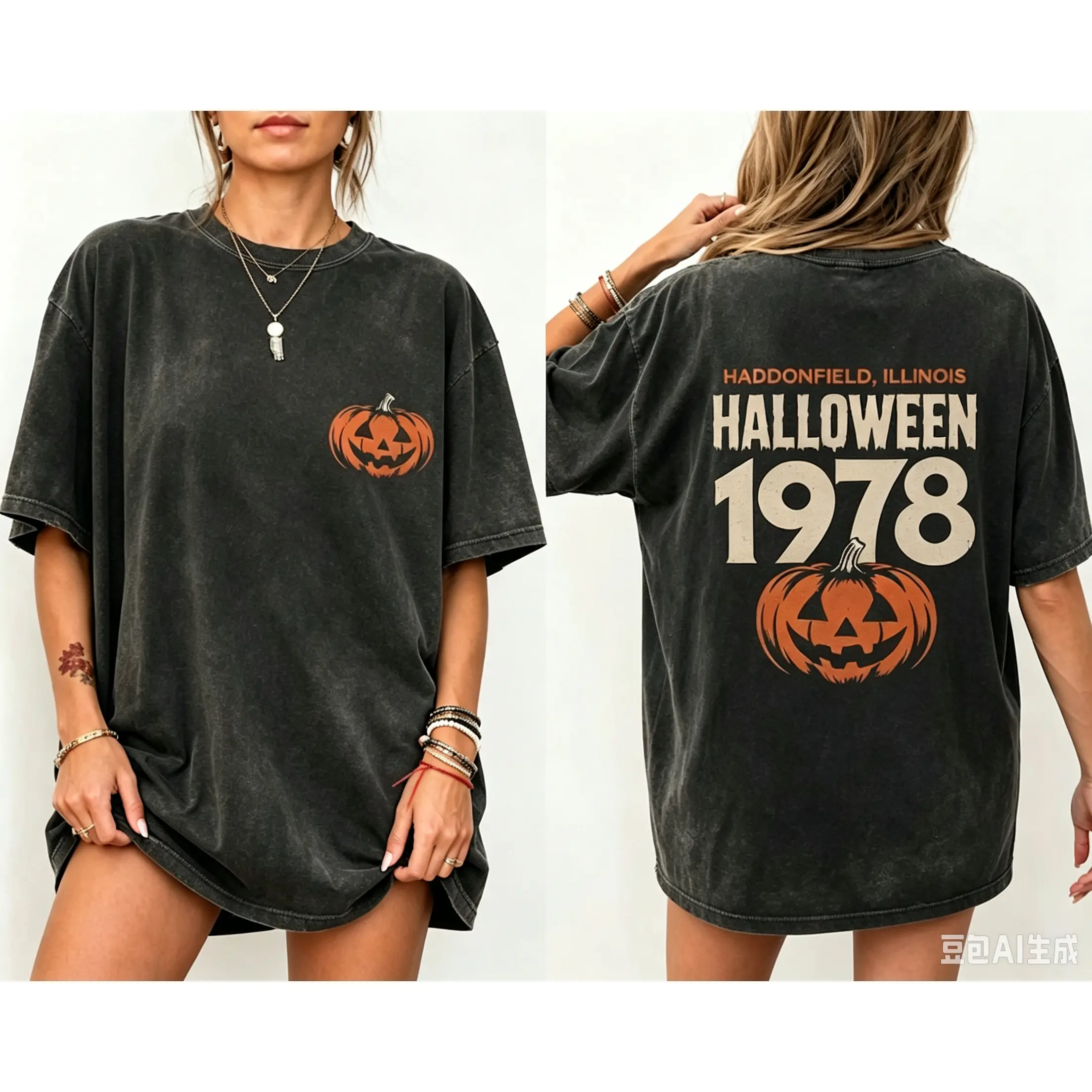 Halloween 1978 Haddonfield Washed T-Shirt, Vintage Halloween Shirt, Halloween Pumpkin Shirt, Horror Halloween Movie Tshirt, Retro Halloween Tee,Halloween Gift