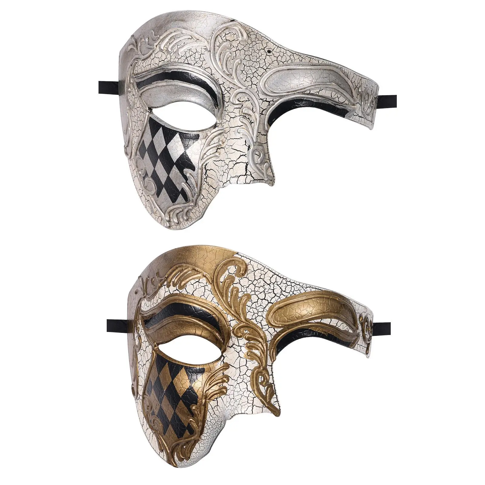 Phantom of the Opera Mask for Men, Venetian Half Face Costume Accessory in Durable Plastic for Masquerade Ball and Halloween, Accessories