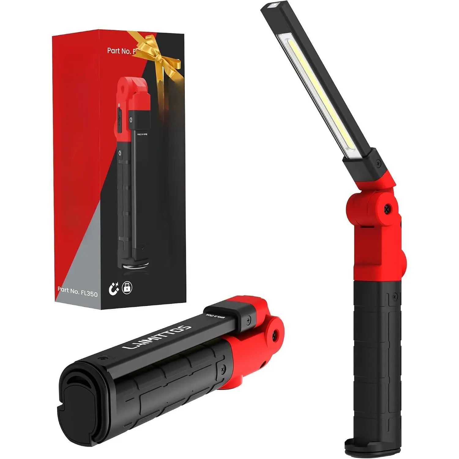 Rechargeable Work Light 2200mAh  LED Work Light Flashlight Mechanic Light Tool for Men Him, Foldable Lamp with Hook for  Repair  BBQ Grill