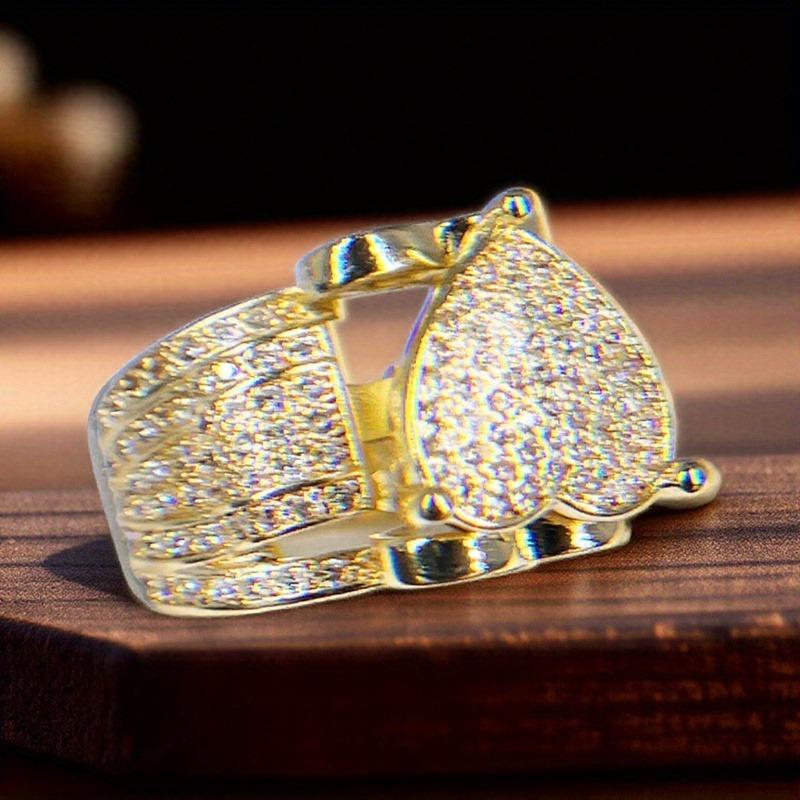 Gothic Heart-Shaped Hip-Hop Cubic Zirconia Ring Unisex Design Suitable for Wedding Engagement Anniversary Ideal Gift for Valentine's Day Mother's Day Daily Casual Fashion Jewelry