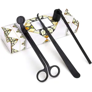 3 in 1 Candle Accessory Set,Candle Care Kit,Candle Wick Trimmer,Wick Dipper with Gift Packaging(Black)
