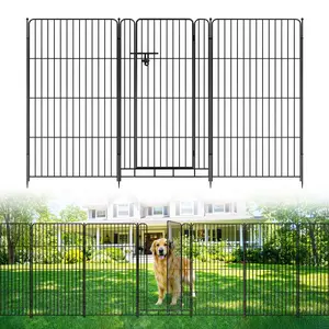 48In Tall No-Dig Metal Fence 8-Pack with Gate | Pet Barrier for Yard Patio & Dog Enclosure | Solution for safely enclosing pets and defining garden boundaries
