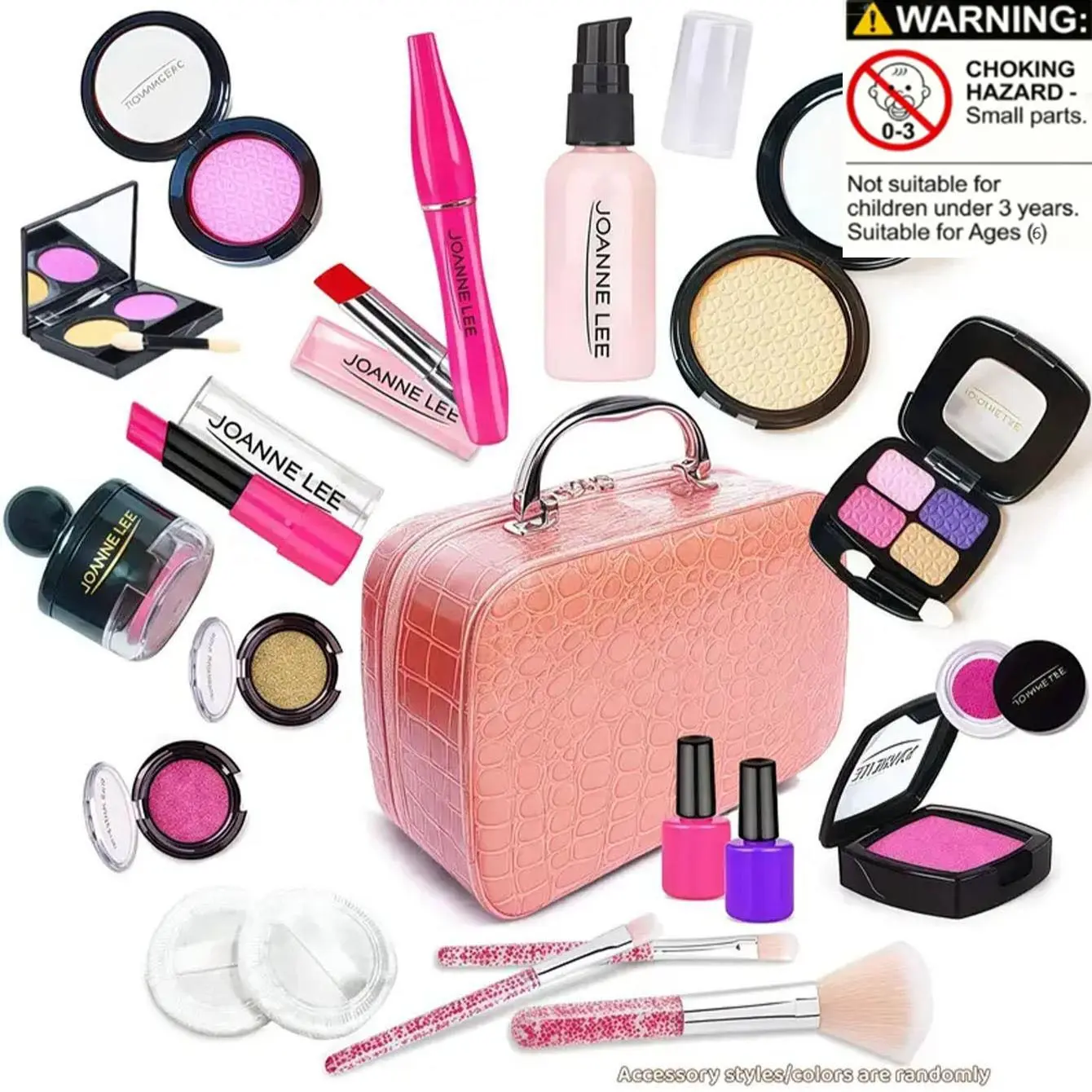 Colorful Kids Makeup Set, Portable Role Play Toy, 21 Pieces Including Powder, Brush, Lipstick, Eyeshadow, Mirror, Gift for Daughter