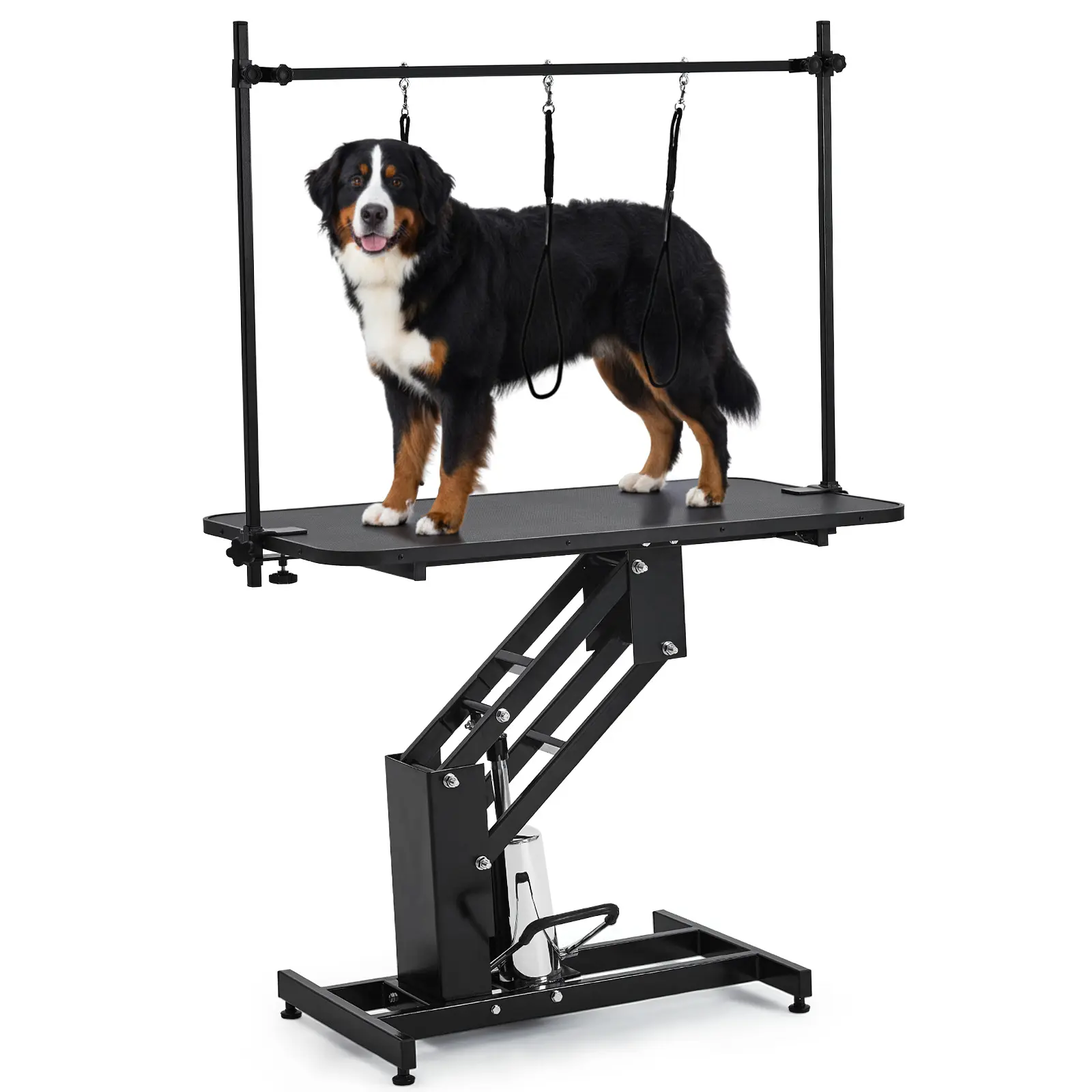 43.3 in Hydraulic Pet Grooming Table with 350 lb Capacity, 22-38.6 in Lift, Non-Slip Top, Z-Lift Base & 3 Grooming Loops