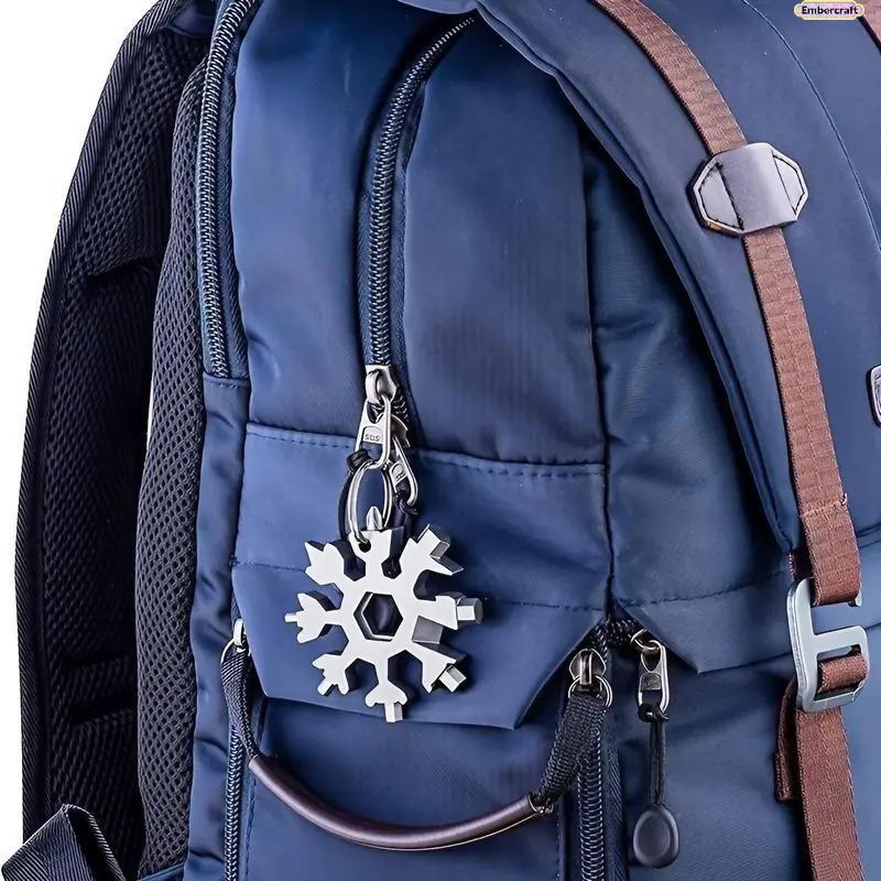 18-in-1 Snowflake Multi Tool, Stainless Steel EDC Pocket Wrench with Screwdriver and Bottle Opener, Portable Survival Gadget for Camping, Bike Repair, Outdoor Travel and Gift