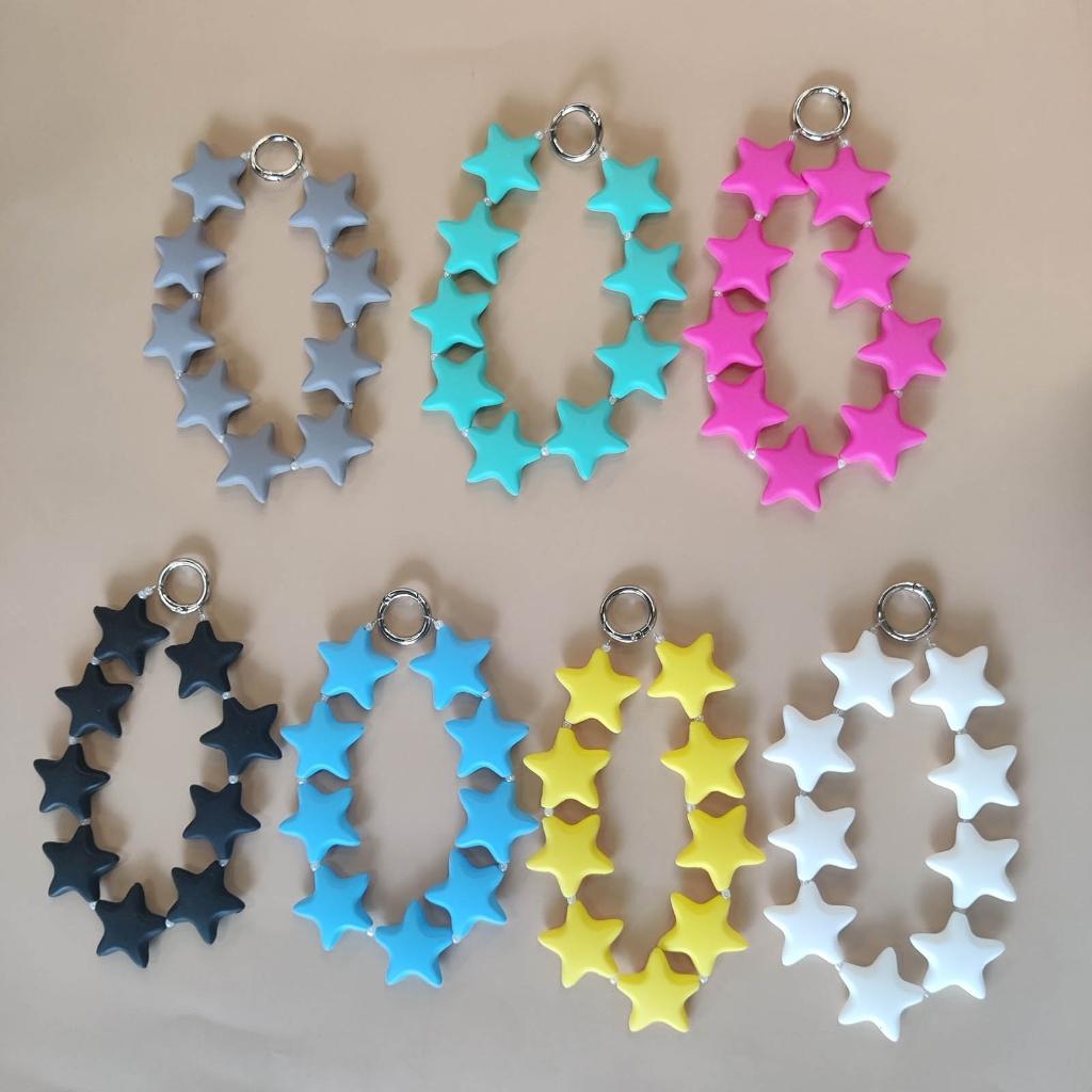 Stylish Beaded Phone Chain Colorful Silicone Star Charm for Room Decoration