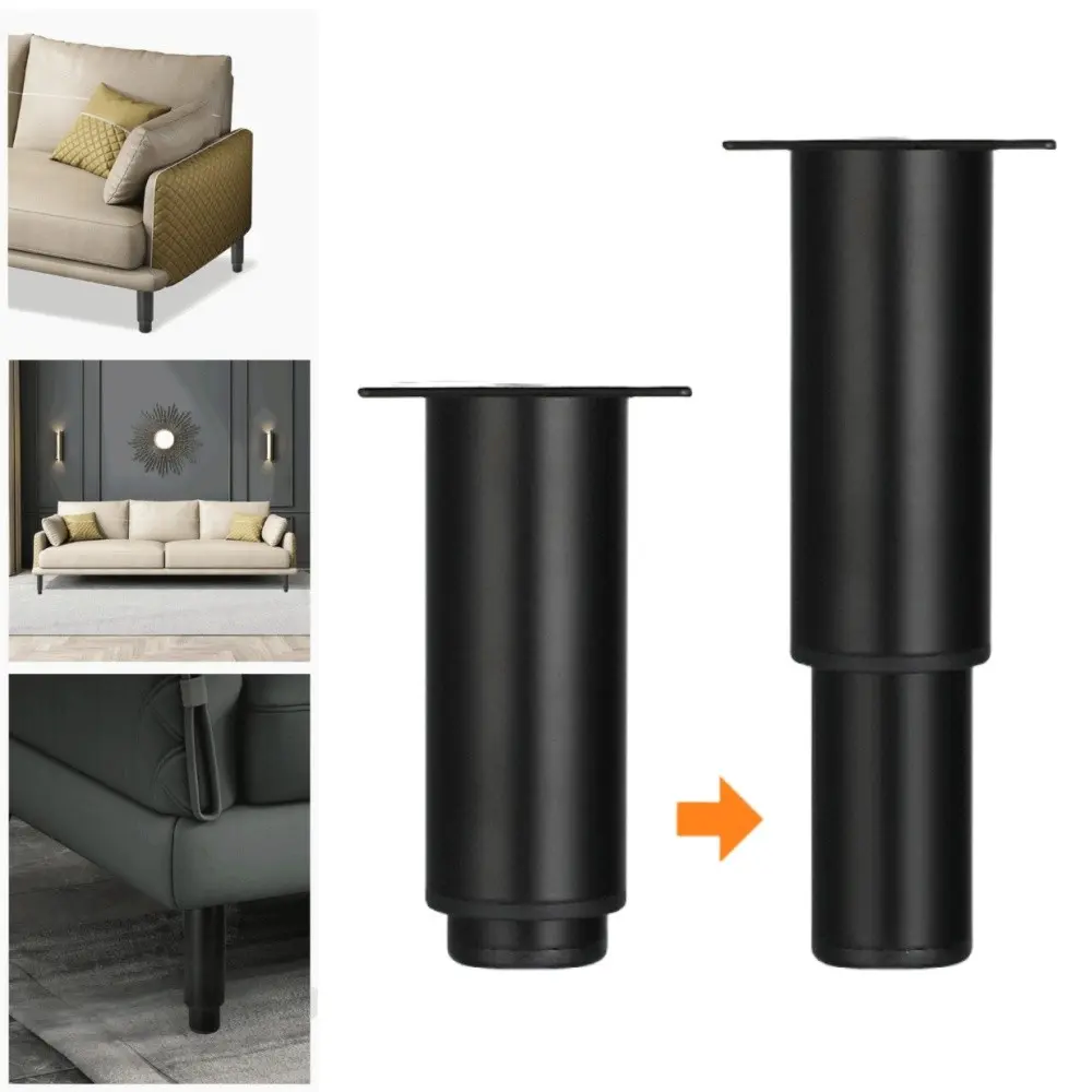 4 Pack Adjustable Metal Furniture Legs, Height 13cm-24cm (5.12"-9.45"), Heavy Duty Telescopic Steel Support Feet, Replacement Riser Legs Fit for Sofa Bed Coffee Table Cabinet Dresser Chair, Non-Slip Floor Protector with Mounting Screws