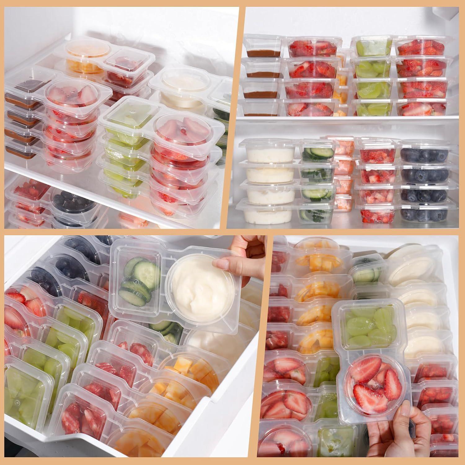 Double Compartment Snack Containers 20/40Pcs, Reusable Leakproof Snackle Box, BPA-Free Lunch Containers for Kids School Camping Party Meal Prep Double Compartment Snack Containers 20/40Pcs, Reusable Leakproof Snackle Box, BPA-Free Lunch Containers for Kids School Camping Party Meal Prep