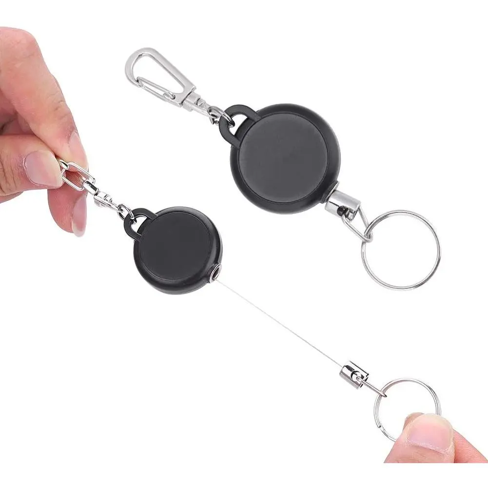 Retractable Keychains Badge Reel Holder, Extendable , Stainless Steel Retractable Keyring Key Reel Key Chain with 60cm/23.6in Steel Wire Rope