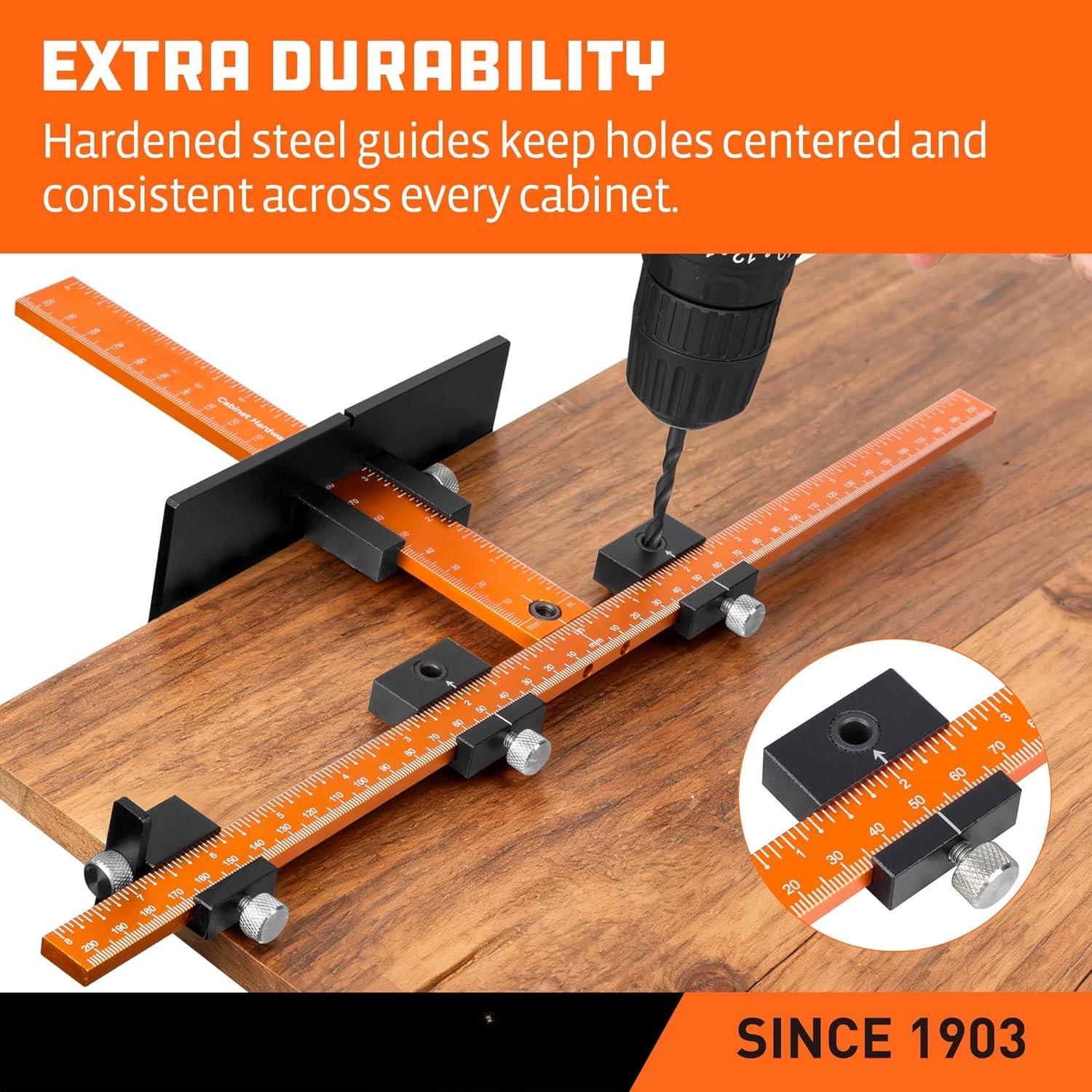 Cabinet Hardware Jig Tool -  Alloy & Double Scale Cabinet Handle Jig Template, Professional for Installing Door Drawer Front Knobs Handles & Pulls with 5mm Alignment Drilled Hole