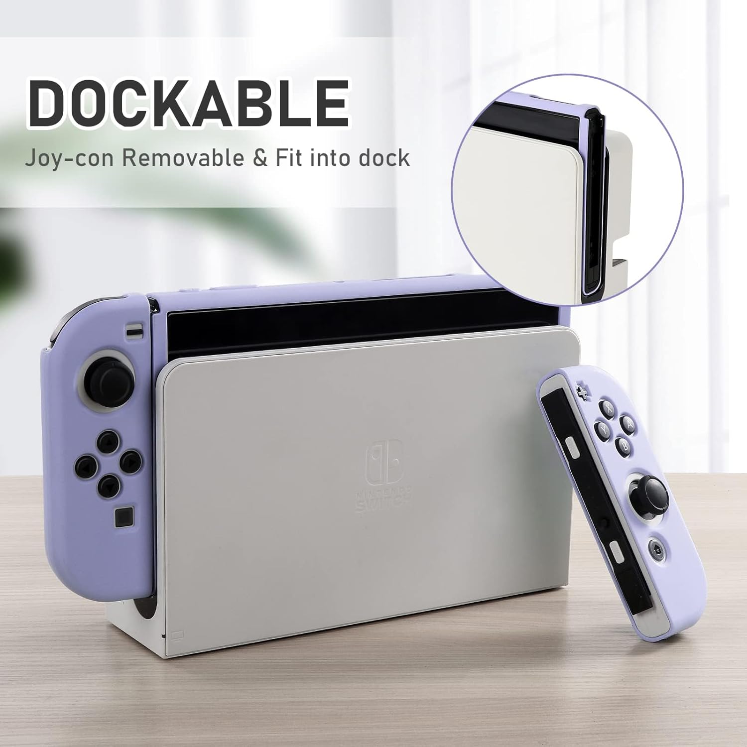 OLED Case for   OLED Model, Dockable Cover Soft TPU Protector Case for  OLED Grips & Console and Accessories with 2 count Thumb Caps, Purple