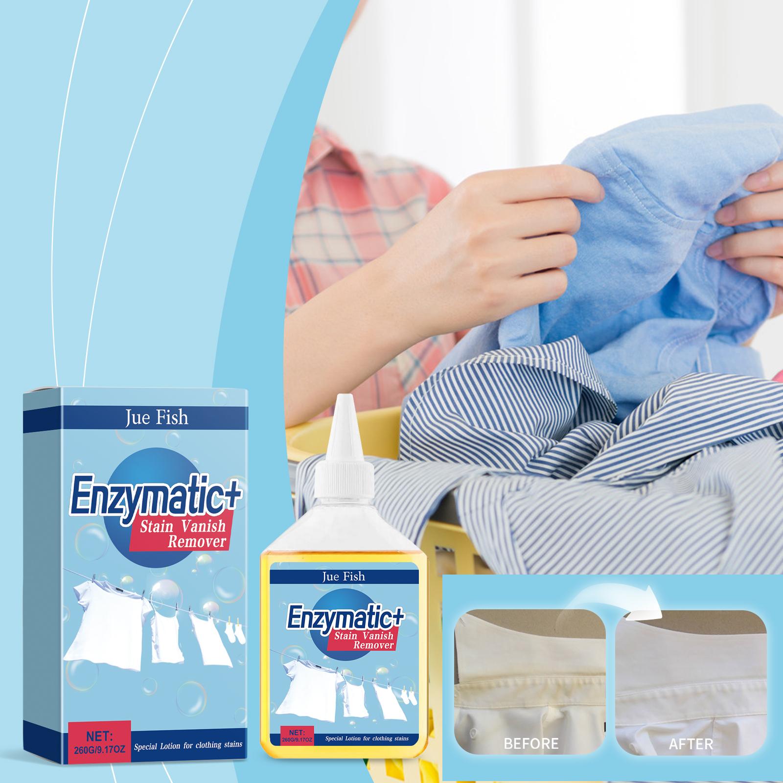 Jue Fish Clothing Enzyme Cleaner, Clean Stubborn Dirt Stains Yellow Sweat Stains Multi-Purpose Clothing Cleaner