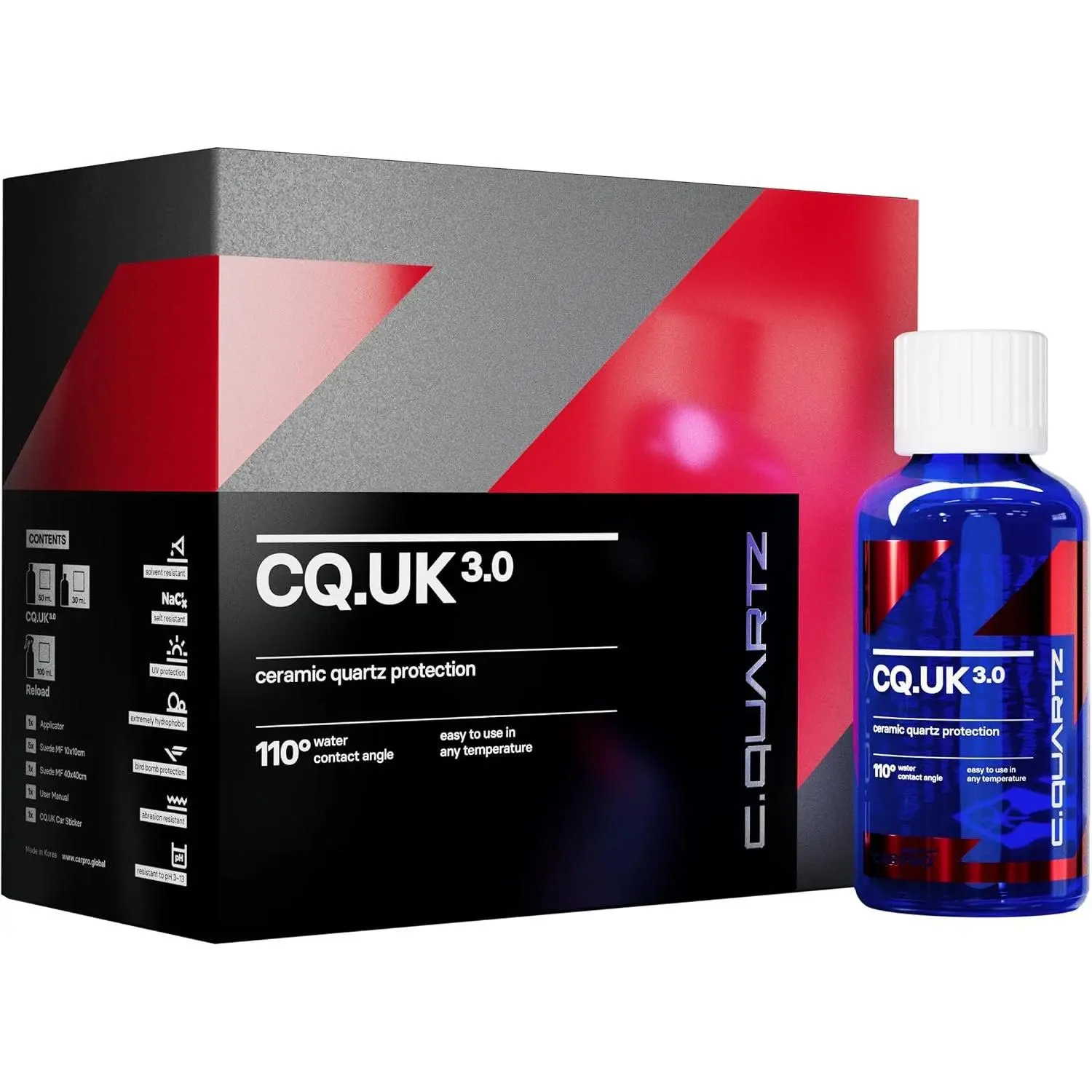 CQUARTZ UK 3.0 - Ceramic Coating for , Quartz Based Nanotechnology,  to , Glass, Metal and Plastic - (30ml Kit)
