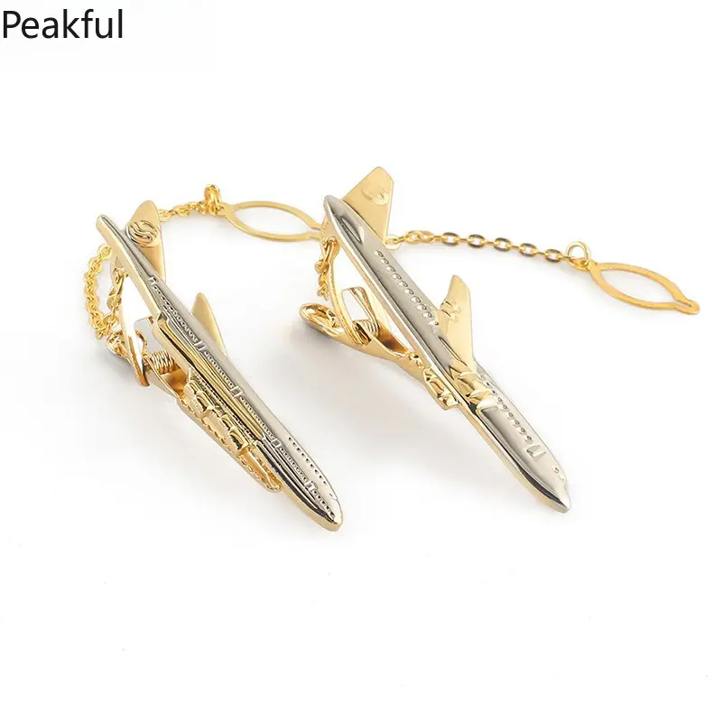 Formal outfit ornaments | Hot selling luxury gold airplane tie clip | Hard-to-find polished metal clip with unique design | Durable structure and elegant appearance, great for wedding ceremonies and holiday gifts for men