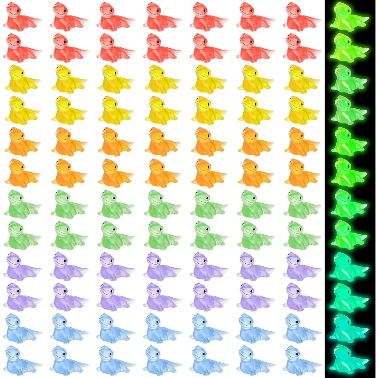 120Pcs Mini Glow Lizard Miniature Statue, Luminous Mini Resin Lizard Figure Cute Tiny Lizards Animal Miniature for DIY Garden Moss Landscape Crafts Ornaments