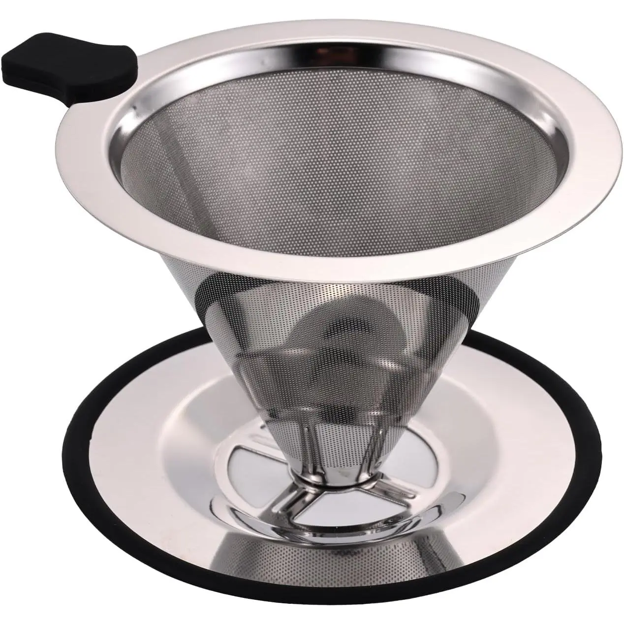 Small Size Pour Over Coffee Filter Dripper, Stainless Steel Metal Cone Drip Coffee Filter, Paperless and Permanently , Double Mesh Coffee, Filter for 1 Cup