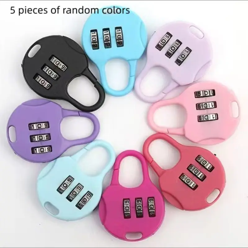 5-Pack Random Color Password Locks, Mini Padlocks for Luggage, Backpacks, Gym Cabinets, Office Drawers, Anti-Theft Security Accessories, Padlock Set