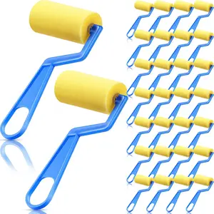 30 Pcs 3 Inch Foam Paint Sponge Rollers with Plastic Handle, Early Educational Graffiti Painting Art Craft Supplies for Kids Young Artists