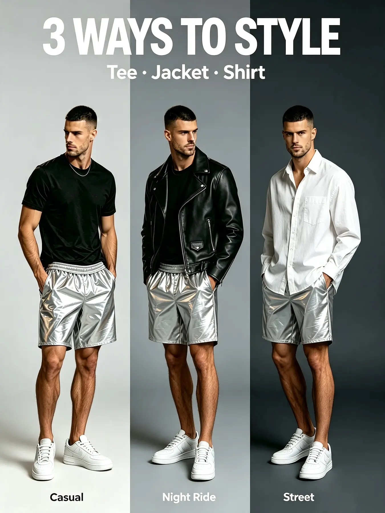 Men's Shiny Metallic Shorts, Sparkly Dance Hot Pants, Disco Rave Party, Fitted Plain Design, (s-Xxxl)