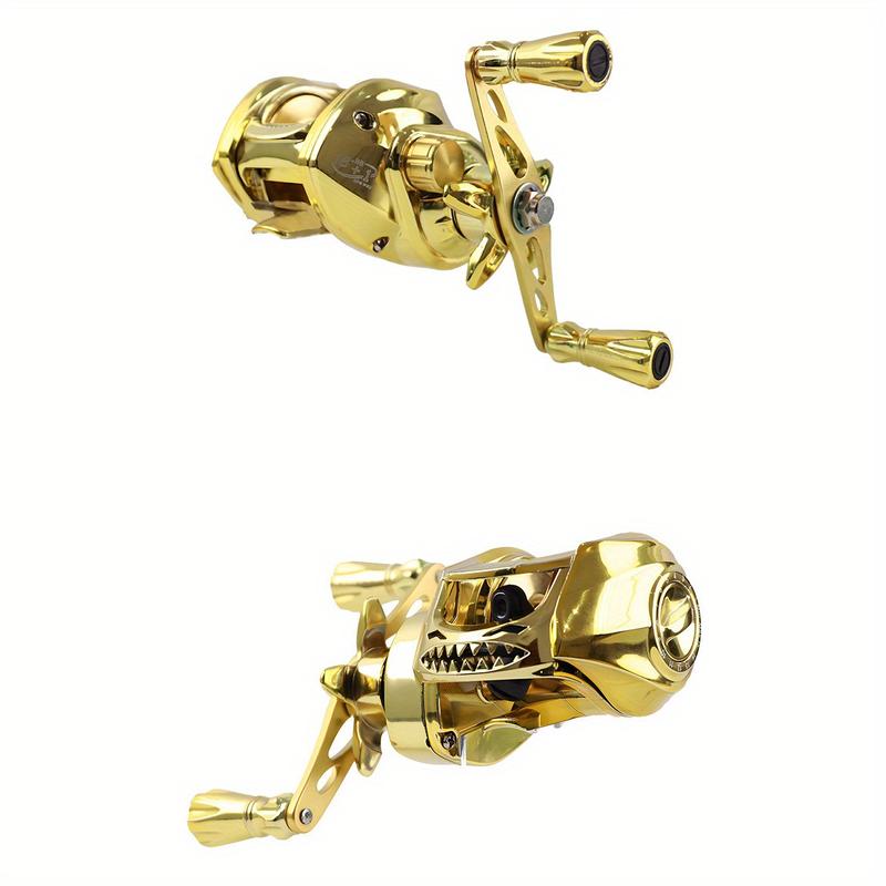 Professional Baitcasting Reel - Lightweight Metal Saltwater Fishing Reel, Corrosion-Resistant Gold Finish, Medium Power Right-Hand Retrieve for Surf Lure Fishing, Durable Tackle