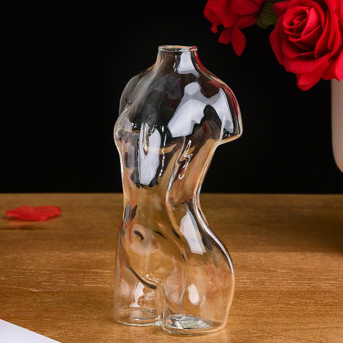 Creative Clear Model Shaped Glass Vase, 1 Piece Modern Simple Transparent Glass Vase, Spring Flower Arrangement Vase, Decorative Flower Vase for Home Office Dormitory, Home Decor, Modern Plant Vase, Home Decoration