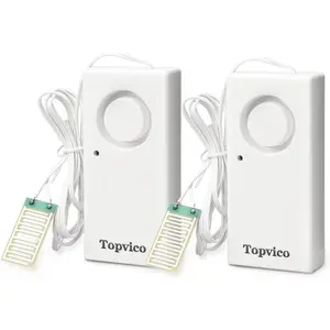 2 Pack 120dB Water Leak Detector Alarm, Battery Operated Standalone Flood Moisture Sensor for Home Basements, RV Water Heater, Sump Pump Overflow & Floor Flood Detection