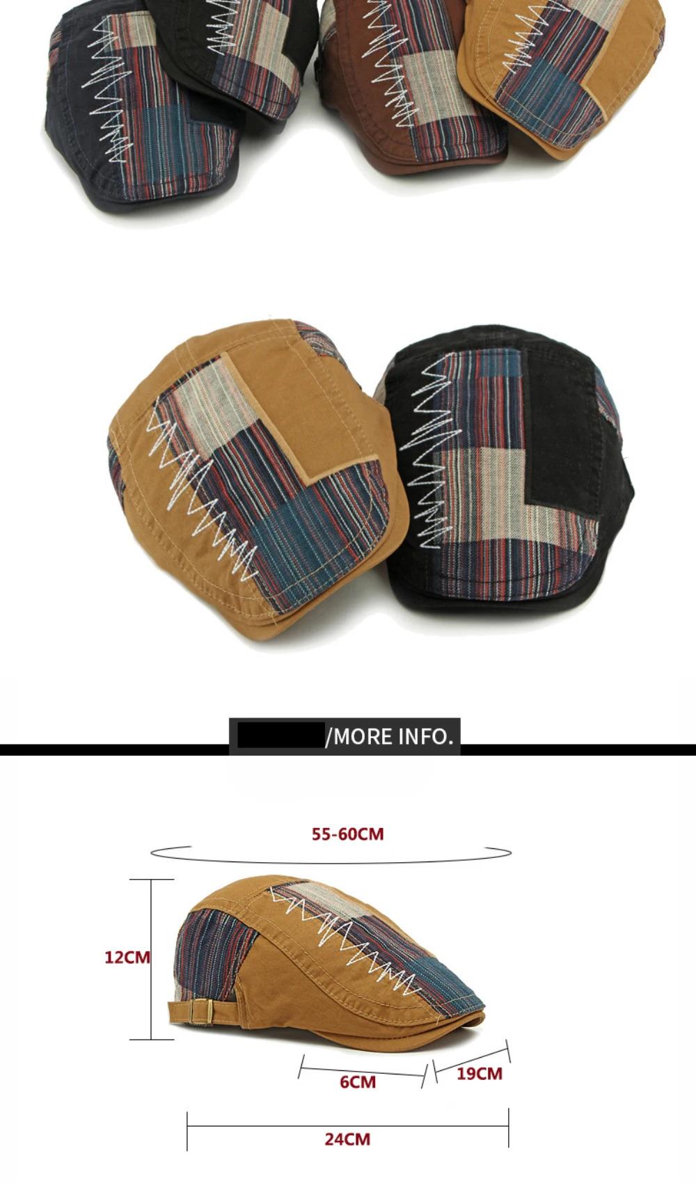 HT4806 Beret Cap Spring Summer Autumn Hats for Men Women Vintage Patchwork Beret Hat Male Female Ivy Flat Cap Adjustable Berets