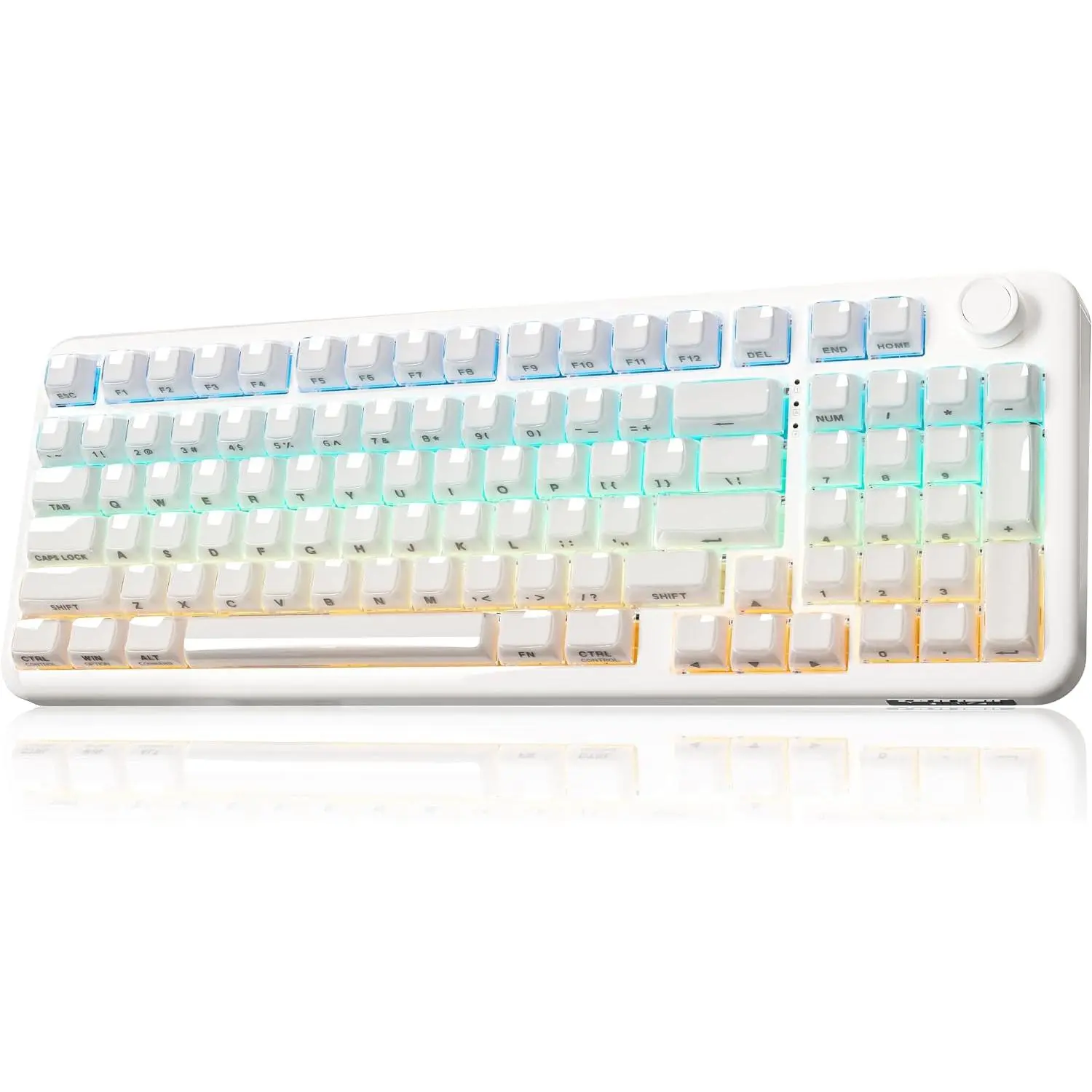X98 96%  Hot Swap Keyboard with Knob(Milky White,) | BT5.0/USB-C/2.4G, RGB Gasket Mount, QMK/VIA Programmable, Jelly keycaps for  look