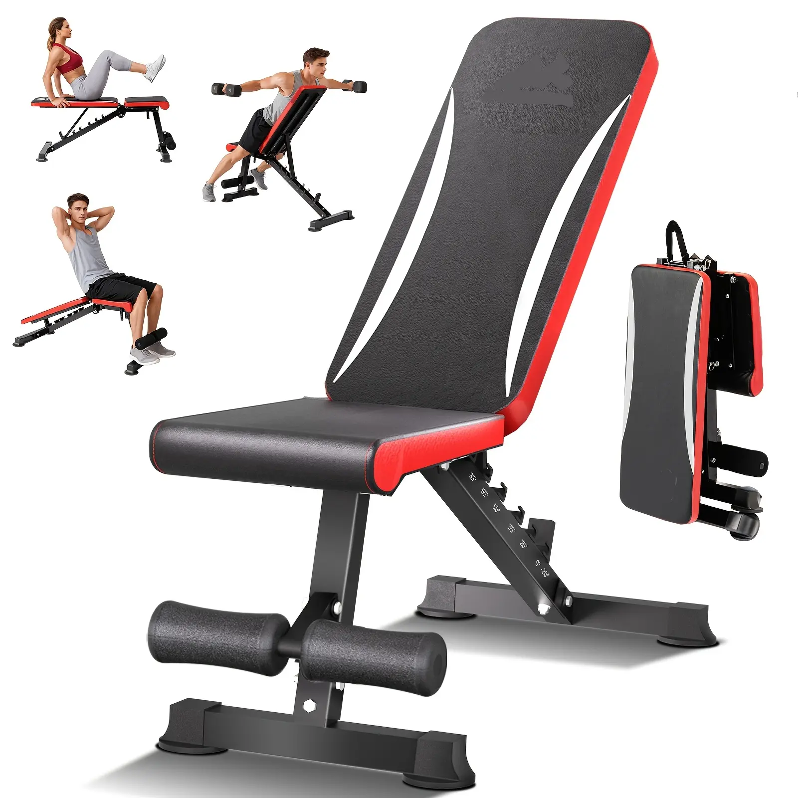 Adjustable 90% Pre-Assemble 900LBS Weight Bench for Home Gym, Foldable Workout Bench Press for Full Body Strength Training, Adjustable Backrests Incline/Flat/Decline Sit Up Bench