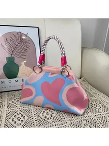 Korean Design Knit Handbag for Women, Magnetic Closure Dumpling Shape Tote Bag, Large Capacity Casual Daily Commute Shoulder Purse