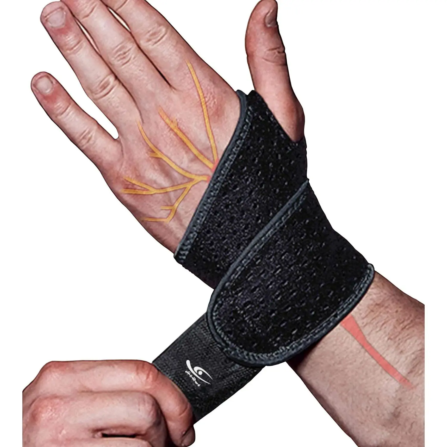 outdoor sports HiRui 2 Pack Wrist Compression Strap and Wrist Brace Sport Wrist Support for Fitness, Weightlifting, Tendonitis, Carpal Tunnel Arthritis, Pain Relief-Wear Awhere-Adjustable (Black)