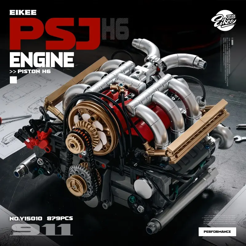 897PCS Super Sports Car Engine Six-Cylinder Structural Linkage Assembly Technical Bricks Toys Desktop Ornament Stem Toys Ideal Holiday Gifts For Kids Adult