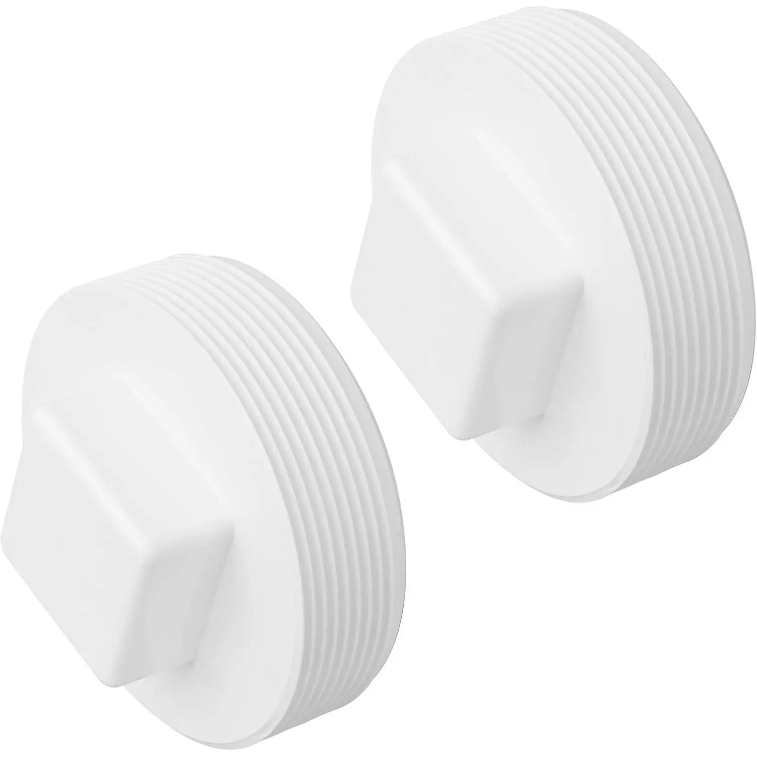 4" PVC Sewer Cleanout Plug, DWV Male Threaded Flush End Cap, Pipe Fitting for Sewer & Drainage Piping Systems - 2 count