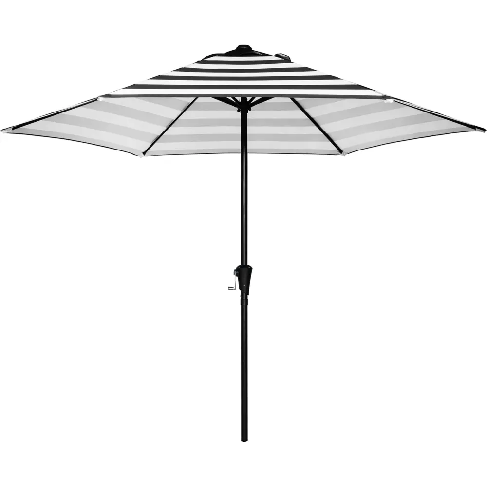 [Summer Sale Deals] 9ft Iron Patio Umbrella - Market & Table Umbrella with 6-Rib Sturdy Frame, Crank System, Fade-Resistant, Waterproof, Easy-to-Clean for Garden, Backyard