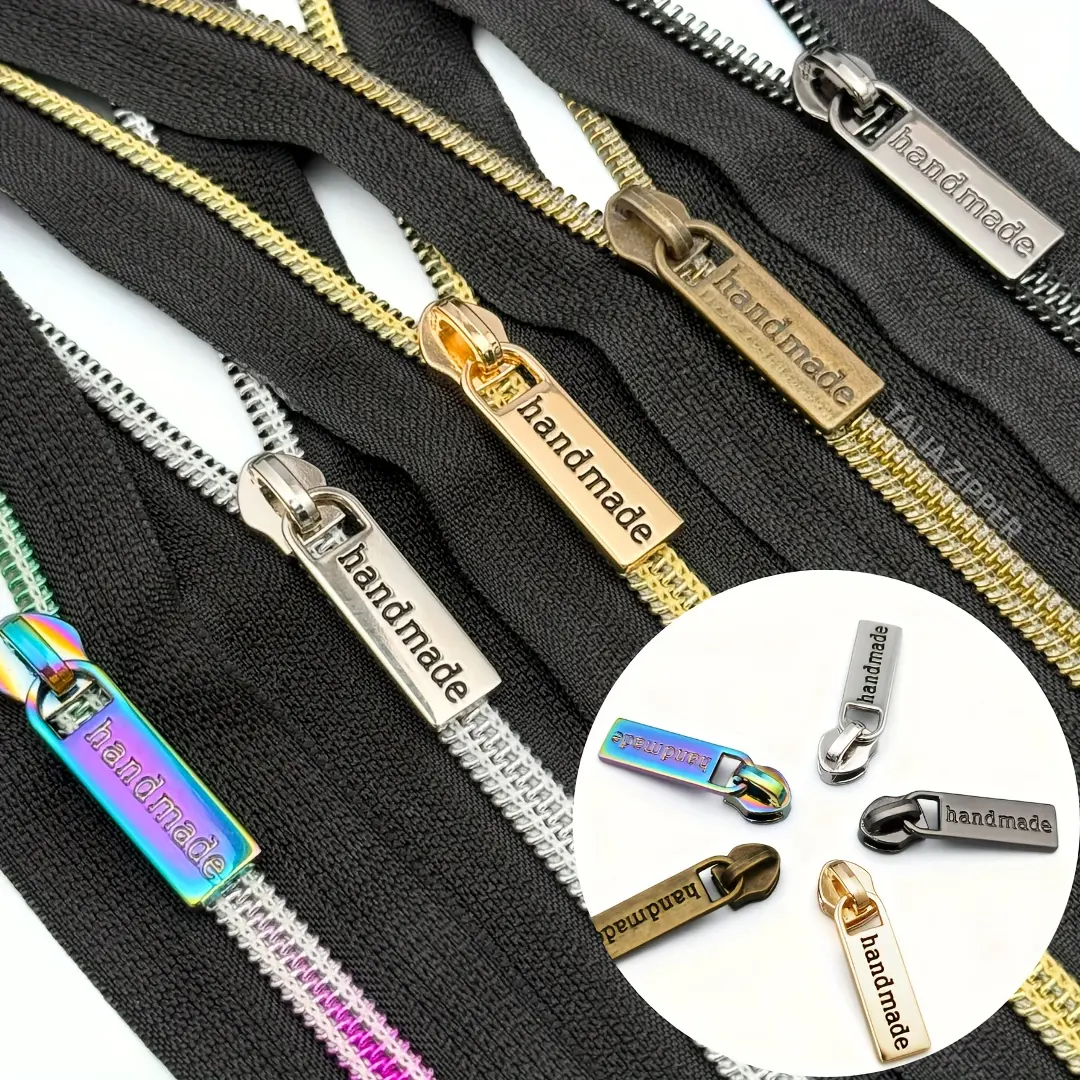 5pcs #5 Nylon Zipper Pull Slider, Replaceable Zipper Head, for Garments, Bags, Sewing Decoration, Zipper Repair Accessories, DIY Sewing Supplies