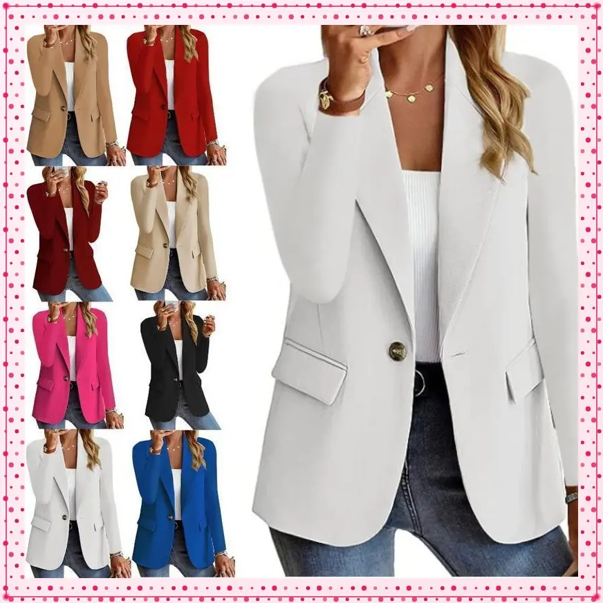 Autumn Long Sleeve Solid Color Cardigan Blazer Women's Jacket Suit Womenswear