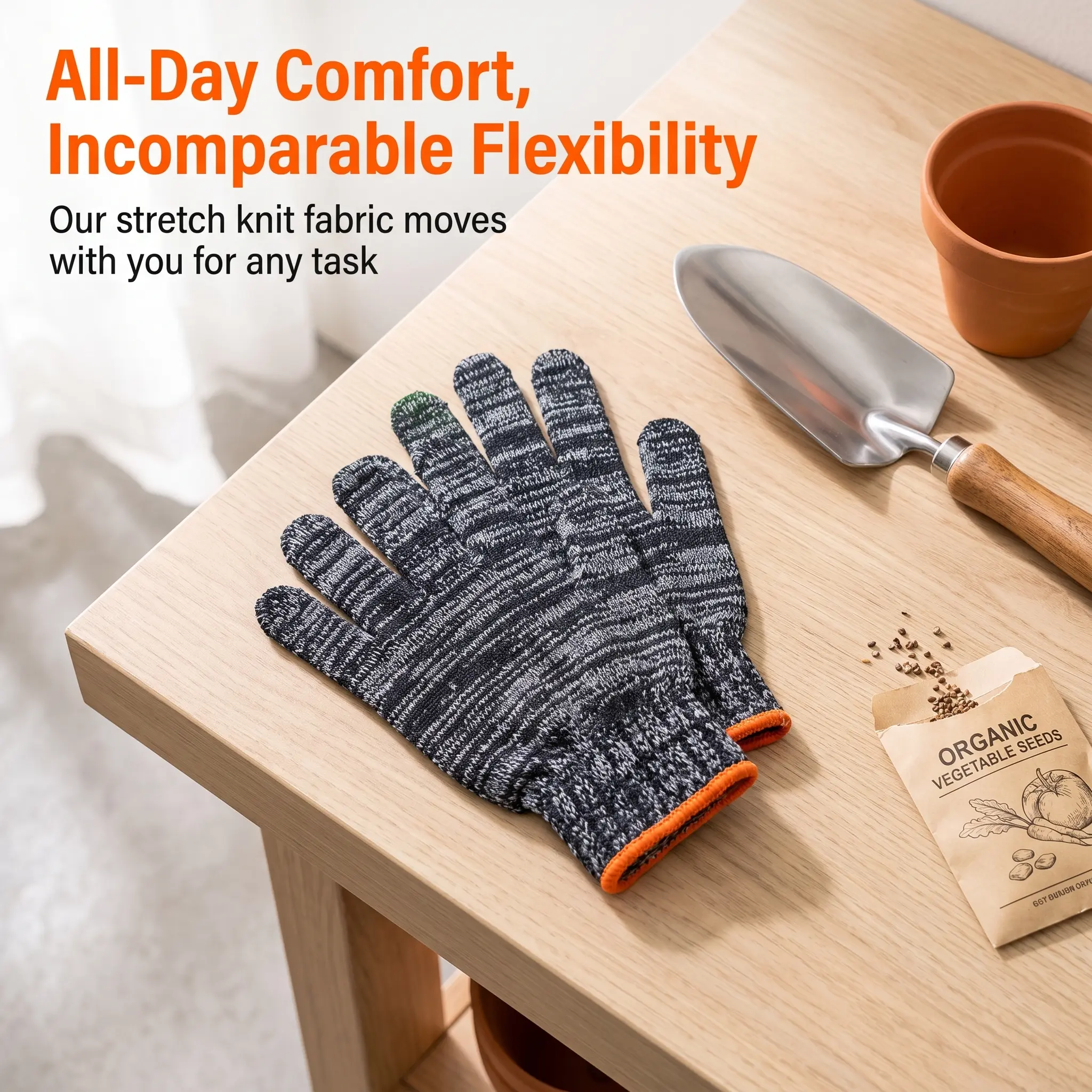 Unisex gardening gloves; versatile work gloves with strong grip, made of stretchy, breathable knit fabric; suitable for gardening, DIY, household chores, and workshop tasks-YY2
