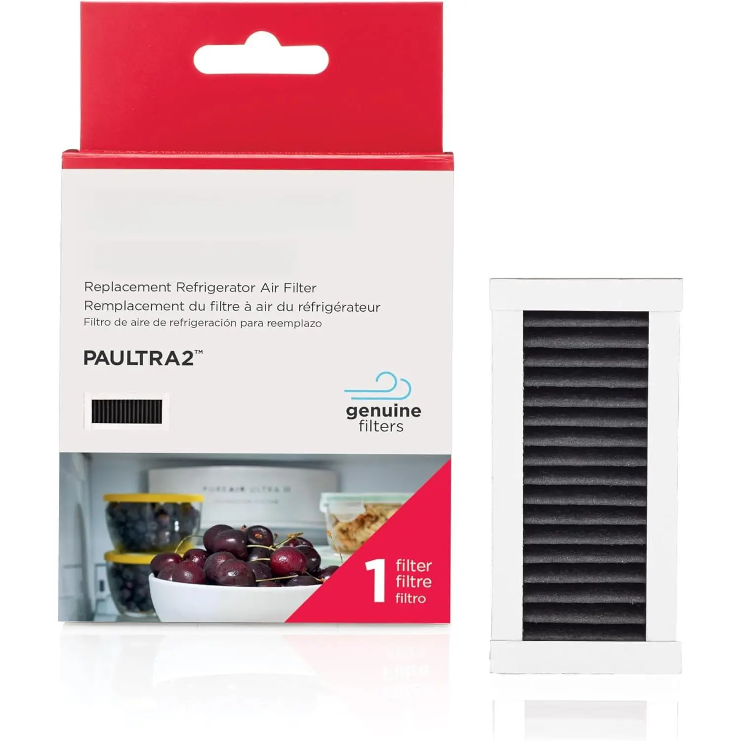 Refrigerator Air Filter with Carbon Technology to Absorb Food Odors, 3.8 Inch x 1.8 Inch, White