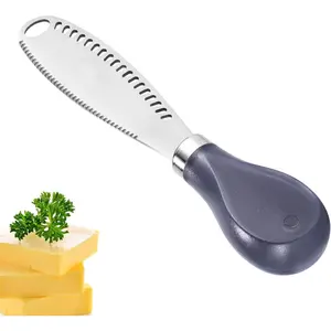 Butter Knife - 3-in-1 Stainless Steel Butter Spreader Knife Slicer with Wooden Handle Butter Cutter Butter Grater Kitchen Gadgets for Spreads Butter Cheese and Condiments