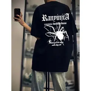 180g[100%cotton]Men's Spider Graphic Printed T-Shirt, Casual Short Sleeve Crew Neck Tee, Summer Outdoor Men's Clothing