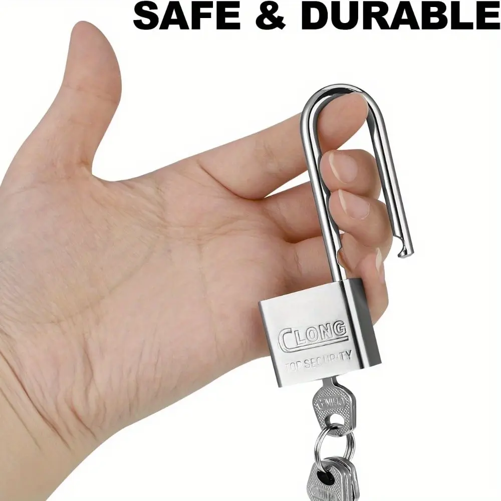 Heavy-Duty Padlock with Long Handle, Anti-Theft & Anti-Rust, Rainproof Door Lock, Perfect for Shacks, Gym Lockers, Fences, Garages