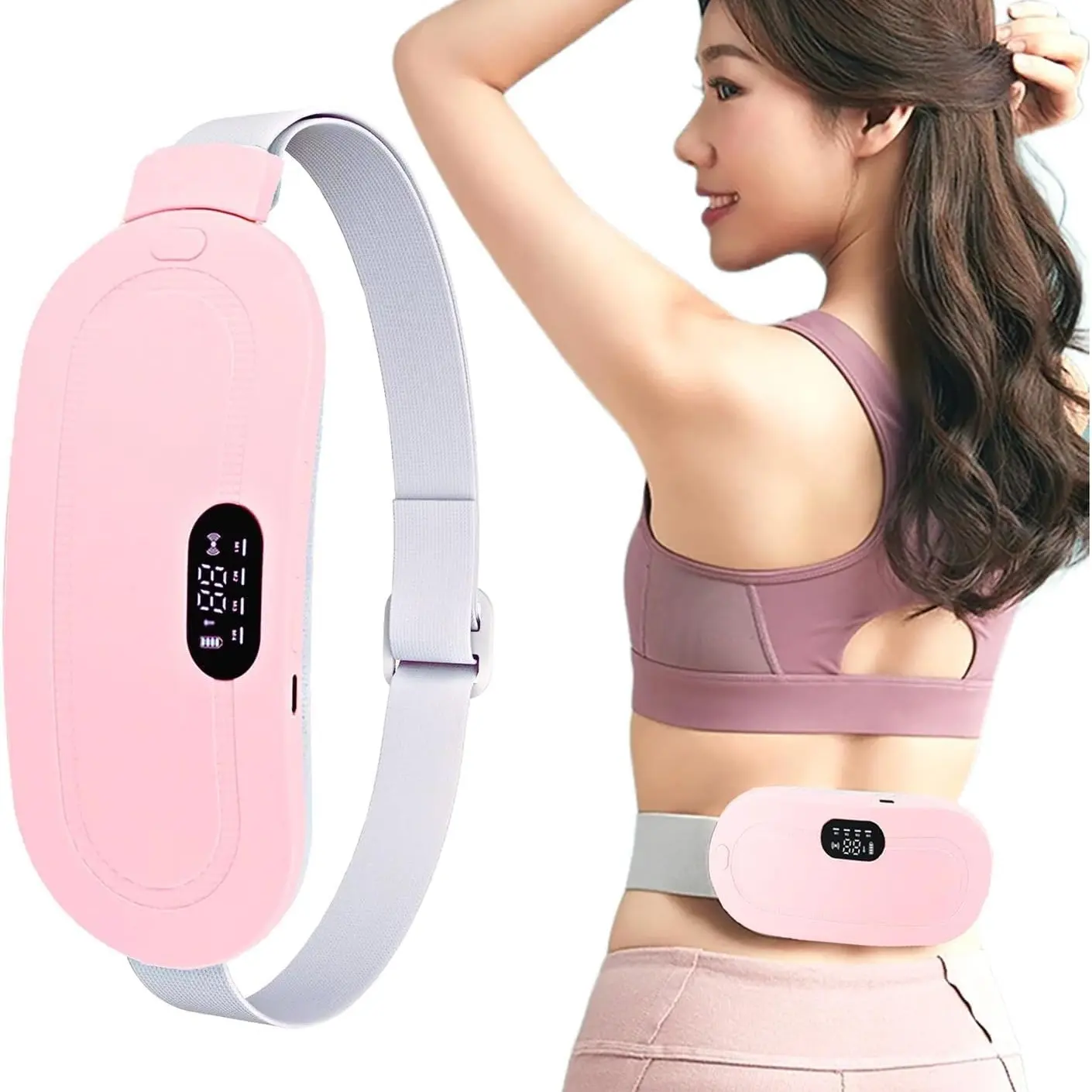 Smart Waist Heating Pad, Wireless Abdominal Massager, 3 Heat Levels, 4 Massage Modes, Pain Relief for Women, Office/home Use