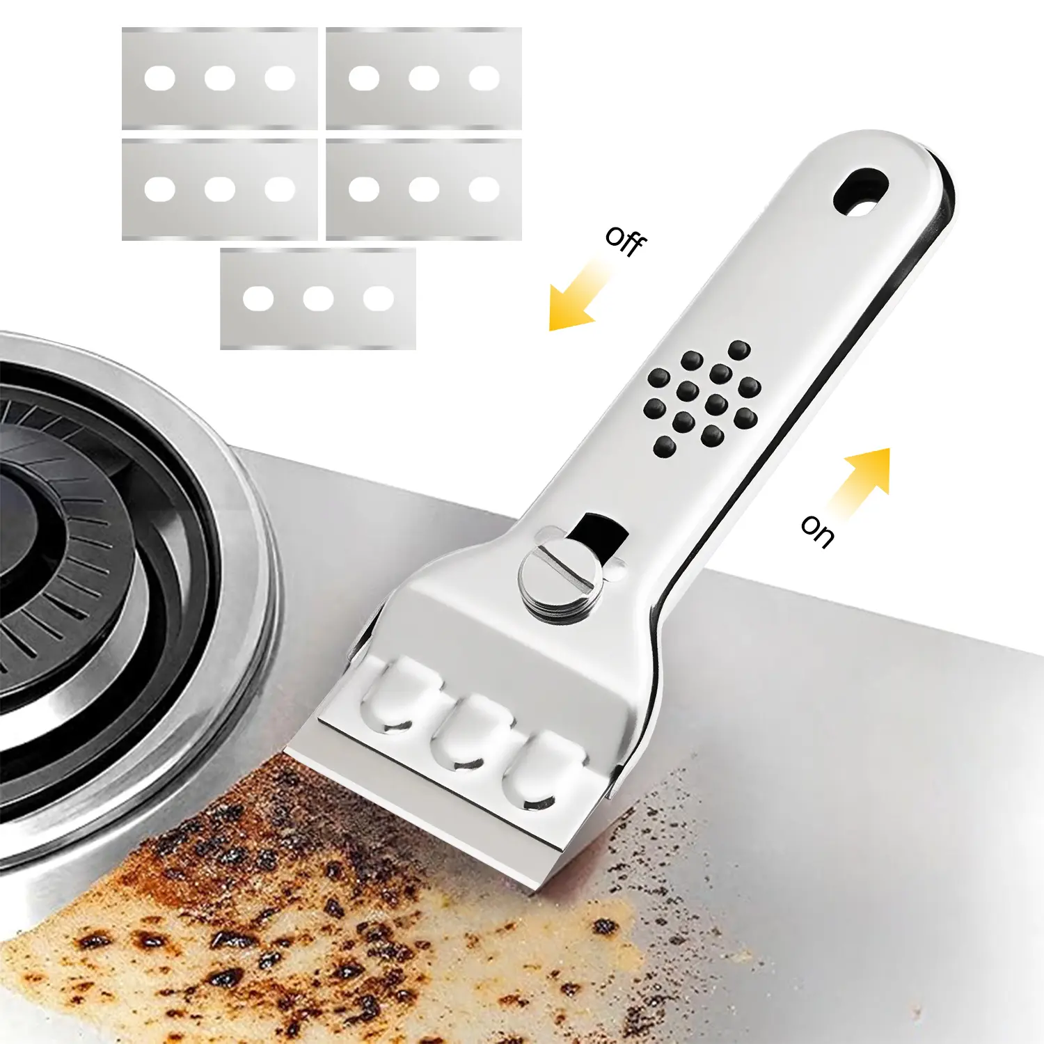 Stainless Steel Razor Blade Scraper, Scraper Tool for Cleaning Cooktop, Oven, Glass Stove Top Scraper, Razor Scraper