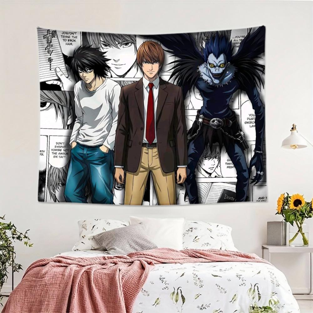 Death Note 3x5ft Flag Premium Polyester Tapestry Anime Art Print Wall Hanging for College Dorm Man Cave Decor Banner with 4 Grommets Solid Color Decorative Decoration Modern Stripe Design Size