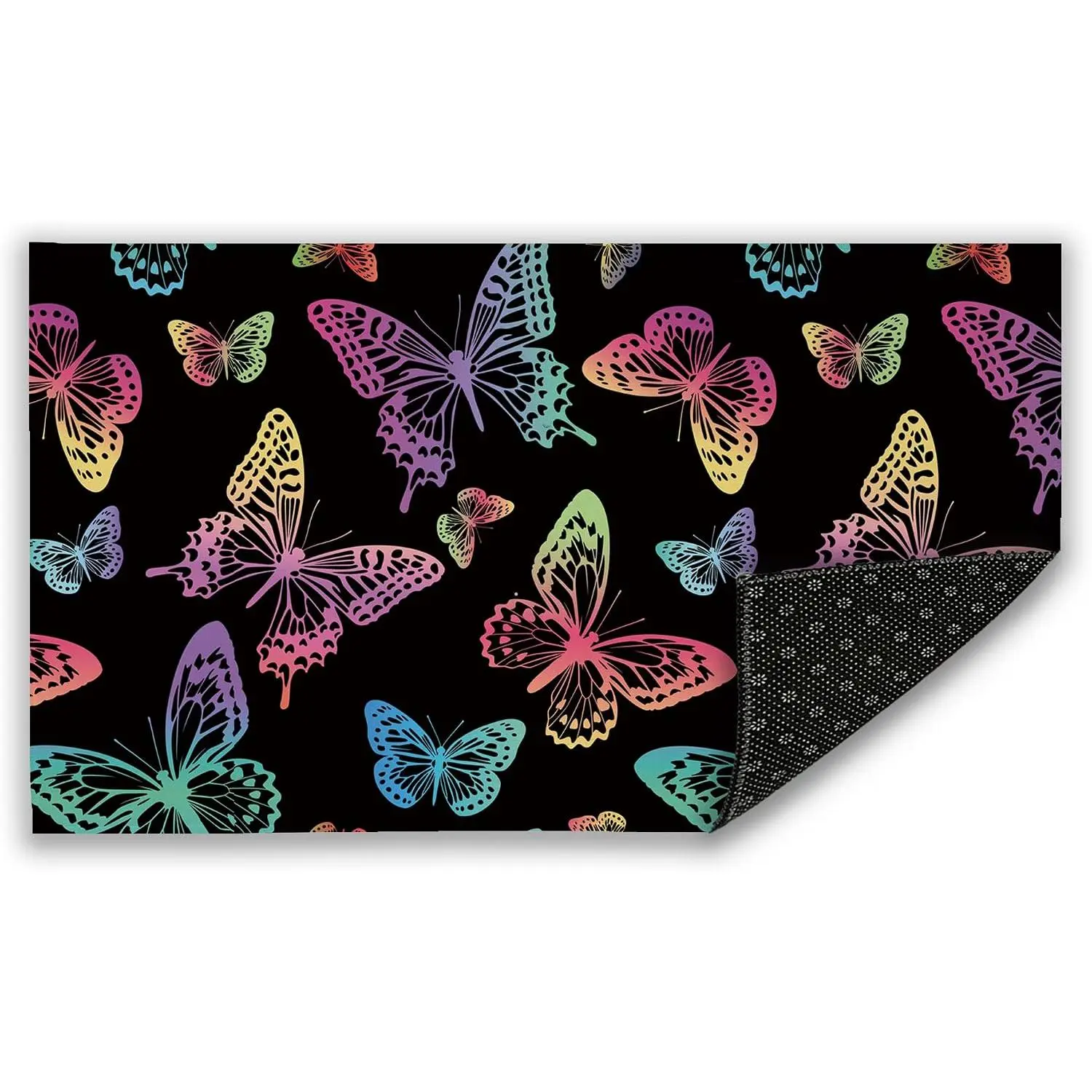Rainbow Butterflies Door Mat, Indoor Outdoor Decor Patio Mats Entrance Door Mats Non-Slip Outside Inside Floor Mat Rugs for  Decor 17x30 Inch,House Warming