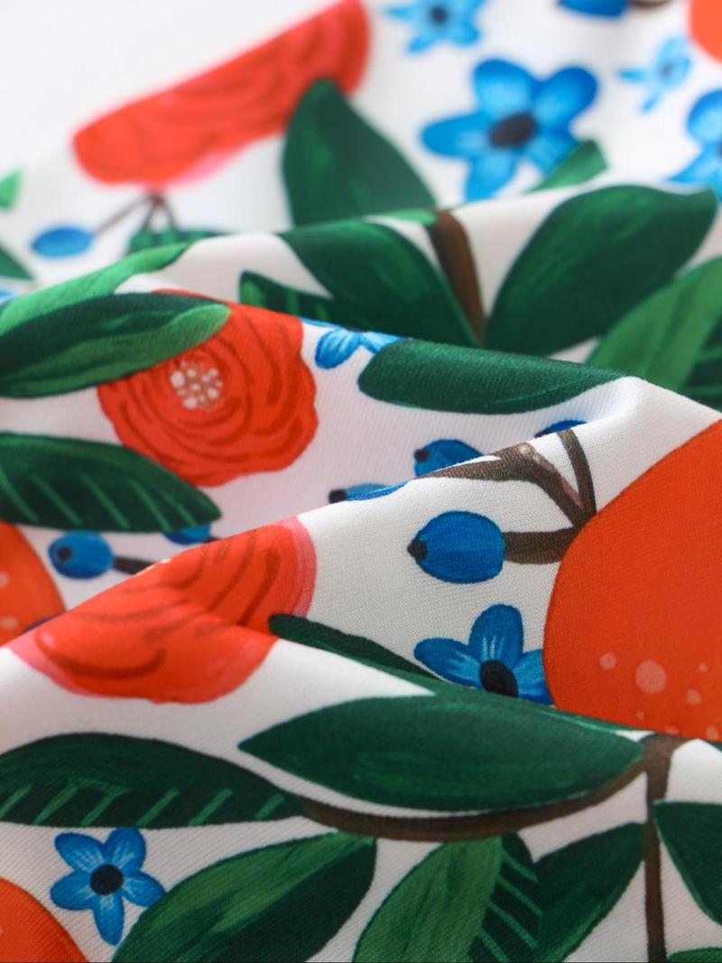 Women's All Over Print Pajamas Set, Button-up Short Sleeve Top & Elastic Shorts, Comfortable Summer Loungewear, Lady Elegant Nightwear, Womenswear, Casual Pajama Sets