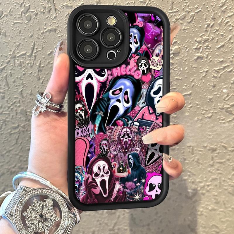 Ghost Scream Collage Pattern Phone case for iPhone 17 Pro Max 16 Plus 15 14 13 12 11 BumperDrop Protaection Rugged Durable Back Cover fashion gift Full Body Protection Shockproof Soft Silicone Cover.QXB334.designer,case Protective Smartphone
